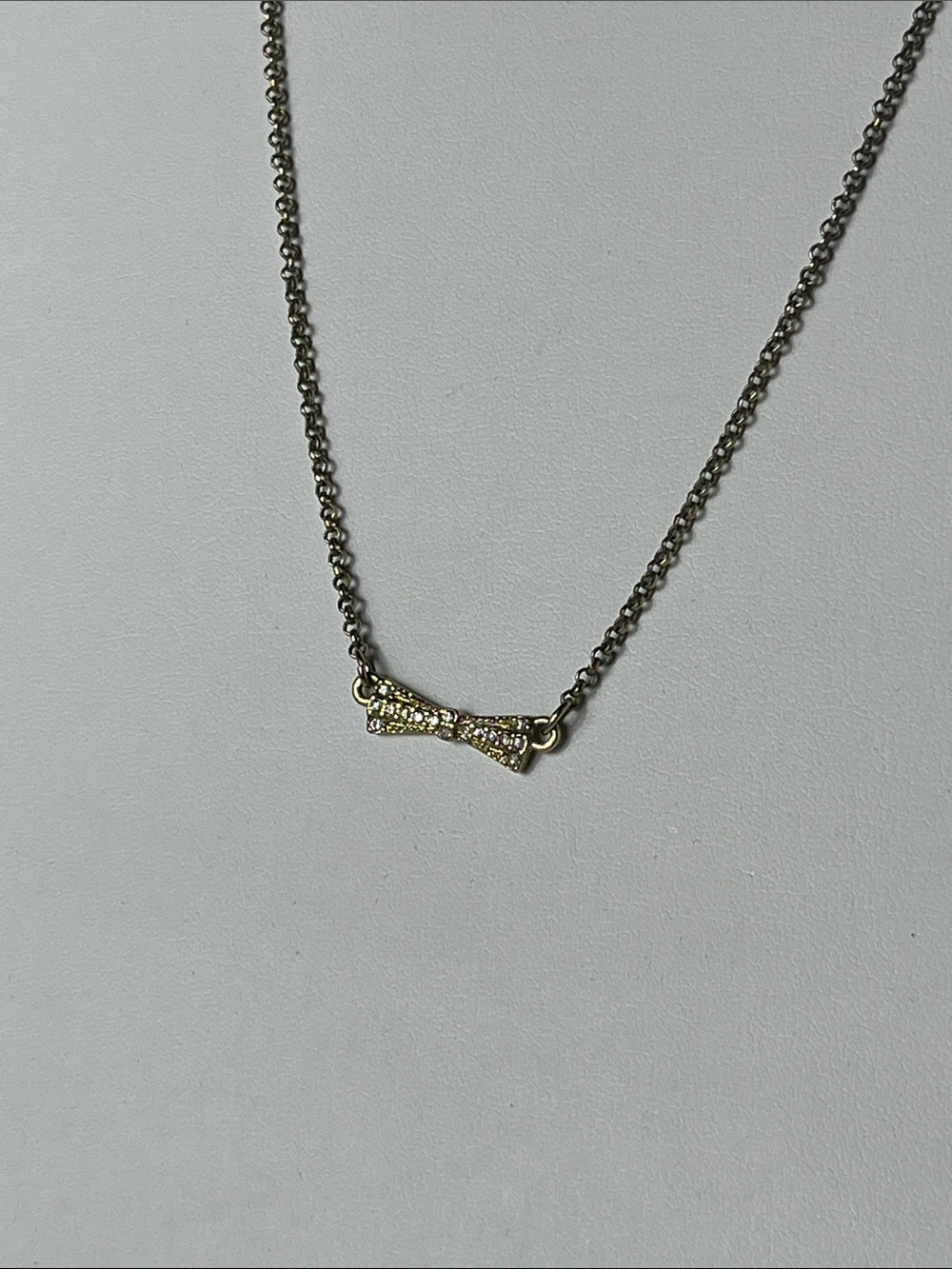 J. Crew Gold Bow Crystal Pendant Necklace